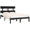 Cama Matrimonial | Cama Para Adultos | Estructura De Cama De Madera Maciza De Pino Negra 200x200 Cm Cfw501082