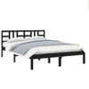 Cama Matrimonial | Cama Para Adultos | Estructura De Cama De Madera Maciza De Pino Negra 200x200 Cm Cfw282787