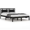 Cama Matrimonial | Cama Para Adultos | Estructura De Cama De Madera Maciza De Pino Negra 200x200 Cm Cfw256173