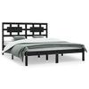 Cama Matrimonial | Cama Para Adultos | Estructura De Cama De Madera Maciza De Pino Negra 200x200 Cm Cfw218197