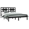 Cama Matrimonial | Cama Para Adultos | Estructura De Cama De Madera Maciza De Pino Negra 200x200 Cm Cfw218197