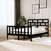 Cama Matrimonial | Cama Para Adultos | Estructura De Cama De Madera Maciza De Pino Negro 140x200 Cm Cfw673389