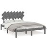 Cama Matrimonial | Cama Para Adultos | Estructura De Cama Madera Maciza Gris King Size 150x200 Cm Cfw644945