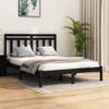 Cama Matrimonial | Cama Para Adultos | Estructura De Cama De Madera Maciza Negra 140x200 Cm Cfw760789