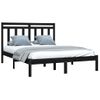 Cama Matrimonial | Cama Para Adultos | Estructura De Cama De Madera Maciza Negra 140x200 Cm Cfw760789