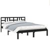 Cama Matrimonial | Cama Para Adultos | Estructura De Cama De Madera Maciza Negra 140x200 Cm Cfw519654