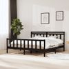 Cama Matrimonial | Cama Para Adultos | Estructura De Cama De Madera Maciza Negra 180x200 Cm Cfw330838