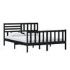 Cama Matrimonial | Cama Para Adultos | Estructura De Cama De Madera Maciza Negra 150x200 Cm Cfw778643