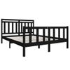 Cama Matrimonial | Cama Para Adultos | Estructura De Cama De Madera Maciza Negra 150x200 Cm Cfw888228