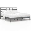 Cama Matrimonial | Cama Para Adultos | Estructura De Cama Madera Maciza Gris Super King 180x200 Cm Cfw493811