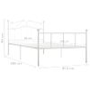 Cama Individual | Cama Para Adultos | Estructura De Cama De Metal Blanco 90x200 Cm Cfw418614