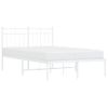 Cama Matrimonial | Cama Para Adultos | Estructura De Cama De Metal Con Cabecero Blanca 120x200 Cm Cfw805766