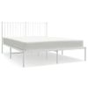 Cama Matrimonial | Cama Para Adultos | Estructura De Cama De Metal Con Cabecero Blanca 135x190 Cm Cfw981225