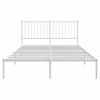 Cama Matrimonial | Cama Para Adultos | Estructura De Cama De Metal Con Cabecero Blanca 135x190 Cm Cfw981225