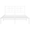 Cama Matrimonial | Cama Para Adultos | Estructura De Cama De Metal Con Cabecero Blanca 135x190 Cm Cfw262197