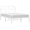 Cama Matrimonial | Cama Para Adultos | Estructura De Cama De Metal Con Cabecero Blanca 135x190 Cm Cfw965458