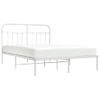 Cama Matrimonial | Cama Para Adultos | Estructura De Cama De Metal Con Cabecero Blanca 135x190 Cm Cfw421563