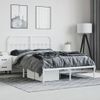 Cama Matrimonial | Cama Para Adultos | Estructura De Cama De Metal Con Cabecero Blanca 135x190 Cm Cfw421563