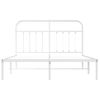 Cama Matrimonial | Cama Para Adultos | Estructura De Cama De Metal Con Cabecero Blanca 135x190 Cm Cfw421563