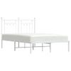 Cama Matrimonial | Cama Para Adultos | Estructura De Cama De Metal Con Cabecero Blanca 135x190 Cm Cfw990539