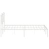 Cama Matrimonial | Cama Para Adultos | Estructura De Cama De Metal Con Cabecero Blanca 135x190 Cm Cfw452994