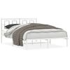 Cama Matrimonial | Cama Para Adultos | Estructura De Cama De Metal Con Cabecero Blanca 135x190 Cm Cfw535696