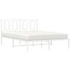 Cama Matrimonial | Cama Para Adultos | Estructura De Cama De Metal Con Cabecero Blanca 135x190 Cm Cfw535696