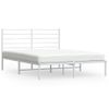 Cama Matrimonial | Cama Para Adultos | Estructura De Cama De Metal Con Cabecero Blanca 135x190 Cm Cfw127516