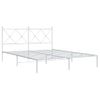 Cama Matrimonial | Cama Para Adultos | Estructura De Cama De Metal Con Cabecero Blanca 150x200 Cm Cfw71852