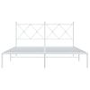 Cama Matrimonial | Cama Para Adultos | Estructura De Cama De Metal Con Cabecero Blanca 150x200 Cm Cfw71852