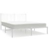 Cama Matrimonial | Cama Para Adultos | Estructura De Cama De Metal Con Cabecero Blanca 150x200 Cm Cfw307332