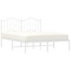 Cama Matrimonial | Cama Para Adultos | Estructura De Cama De Metal Con Cabecero Blanca 150x200 Cm Cfw550973