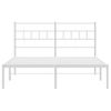 Cama Matrimonial | Cama Para Adultos | Estructura De Cama De Metal Con Cabecero Blanca 150x200 Cm Cfw159072