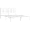 Cama Matrimonial | Cama Para Adultos | Estructura De Cama De Metal Con Cabecero Blanca 150x200 Cm Cfw174405