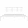 Cama Matrimonial | Cama Para Adultos | Estructura De Cama De Metal Con Cabecero Blanca 150x200 Cm Cfw174405