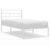 Cama Individual | Cama Para Adultos | Estructura De Cama De Metal Con Cabecero Blanco 100x190 Cm Cfw786097