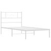 Cama Individual | Cama Para Adultos | Estructura De Cama De Metal Con Cabecero Blanco 100x200 Cm Cfw977814