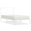 Cama Individual | Cama Para Adultos | Estructura De Cama De Metal Con Cabecero Blanco 100x200 Cm Cfw377460