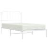 Cama Individual | Cama Para Adultos | Estructura De Cama De Metal Con Cabecero Blanco 100x200 Cm Cfw377460