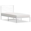 Cama Individual | Cama Para Adultos | Estructura De Cama De Metal Con Cabecero Blanco 100x200 Cm Cfw538465