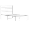 Cama Individual | Cama Para Adultos | Estructura De Cama De Metal Con Cabecero Blanco 100x200 Cm Cfw538465