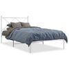 Cama Individual | Cama Para Adultos | Estructura De Cama De Metal Con Cabecero Blanco 100x200 Cm Cfw38716