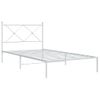 Cama Individual | Cama Para Adultos | Estructura De Cama De Metal Con Cabecero Blanco 100x200 Cm Cfw38716