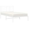 Cama Individual | Cama Para Adultos | Estructura De Cama De Metal Con Cabecero Blanco 100x200 Cm Cfw364717