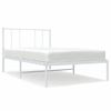 Cama Individual | Cama Para Adultos | Estructura De Cama De Metal Con Cabecero Blanco 100x200 Cm Cfw842131