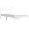 Cama Individual | Cama Para Adultos | Estructura De Cama De Metal Con Cabecero Blanco 100x200 Cm Cfw231037