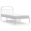 Cama Individual | Cama Para Adultos | Estructura De Cama De Metal Con Cabecero Blanco 107x203 Cm Cfw884342