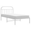 Cama Individual | Cama Para Adultos | Estructura De Cama De Metal Con Cabecero Blanco 107x203 Cm Cfw884342