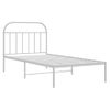 Cama Individual | Cama Para Adultos | Estructura De Cama De Metal Con Cabecero Blanco 107x203 Cm Cfw884342