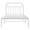 Cama Individual | Cama Para Adultos | Estructura De Cama De Metal Con Cabecero Blanco 107x203 Cm Cfw884342